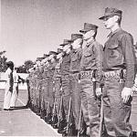 Marine Corps Boot Camp (recruit training) at San Diego, California in late summer 1960. 
 
Company Commander's rifle inspection, the first three...