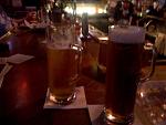 Yuengling Beer in a huge mug on the right, Miller Light (friends) on the left. Golden Deliciousness!