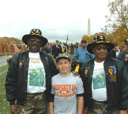 My son with two Air Cav members, I Drang Valley Vets.  10 Nov 2002 at The Wall by USMC-FO in Members Gallery