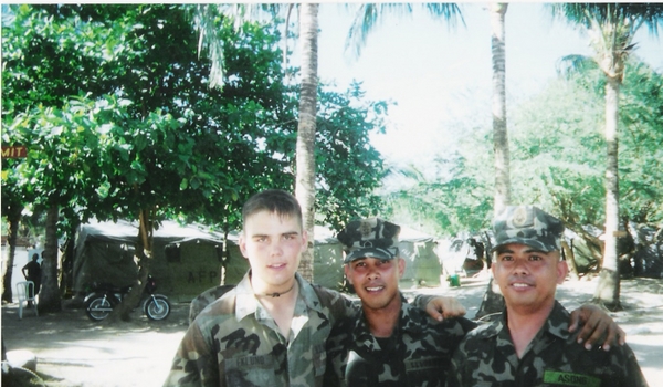 Striking a pose with Filipino Marines