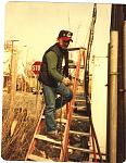 A day on the LIRR,finishing up a temp. splice.. 
3/'89.........